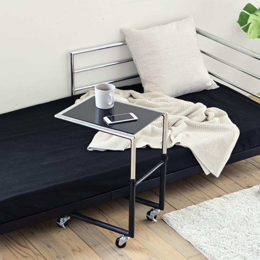 サイドテーブル 高さ56.5〜66.5cm キャスター付き （ テーブル 高さ