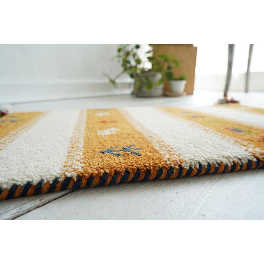 ラグ ハンドノット手織り ギャッベ70x120cm ウール100％ （ マット カーペット 絨毯 ラグマット ギャッベ ギャベ コンパクト 長方形 ）｜livingut｜32