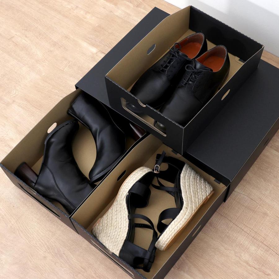 シューズボックス シューズケース M 5個セット ダンボール製 窓付き