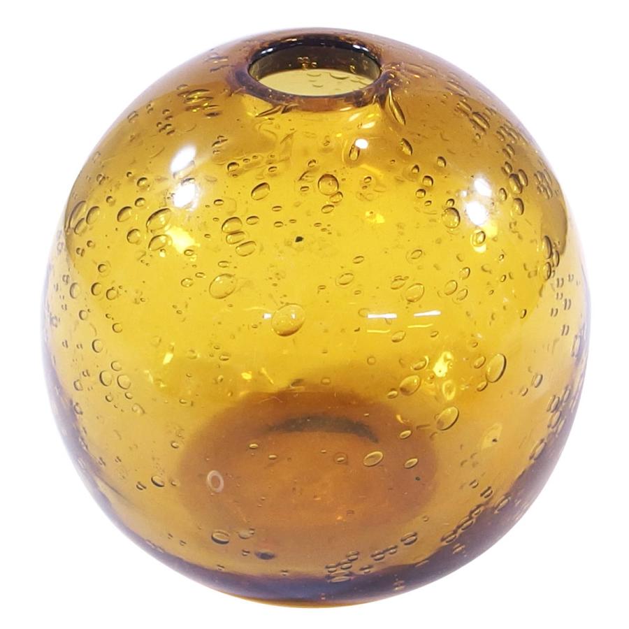 ● 吹きガラス 一輪挿し 花瓶 バブルガラス 赤オレンジ系 高台付き インテリア ○ 吹きガラス 一輪挿し 花瓶 バブルガラス 赤オレンジ系 高台