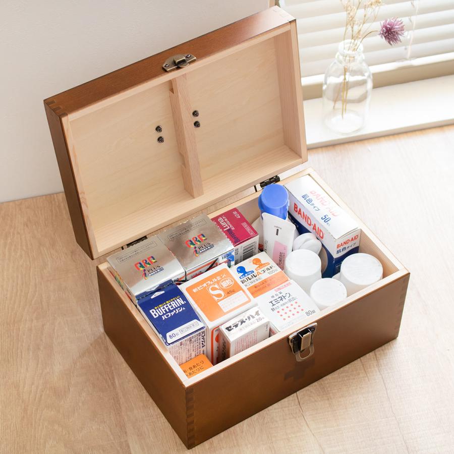 薬箱　木箱　薬瓶箱　薬品箱 救急箱 木製 日本製 薬箱 薬 収納 （ 薬ケース 救急ボックス 薬