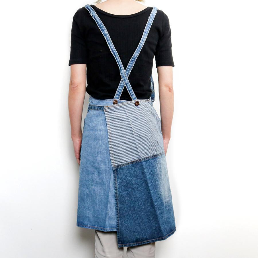 パッチワークデザインデニムエプロン ap-235 パッチワークデニムエプロン エプロン C d c『デニット工房