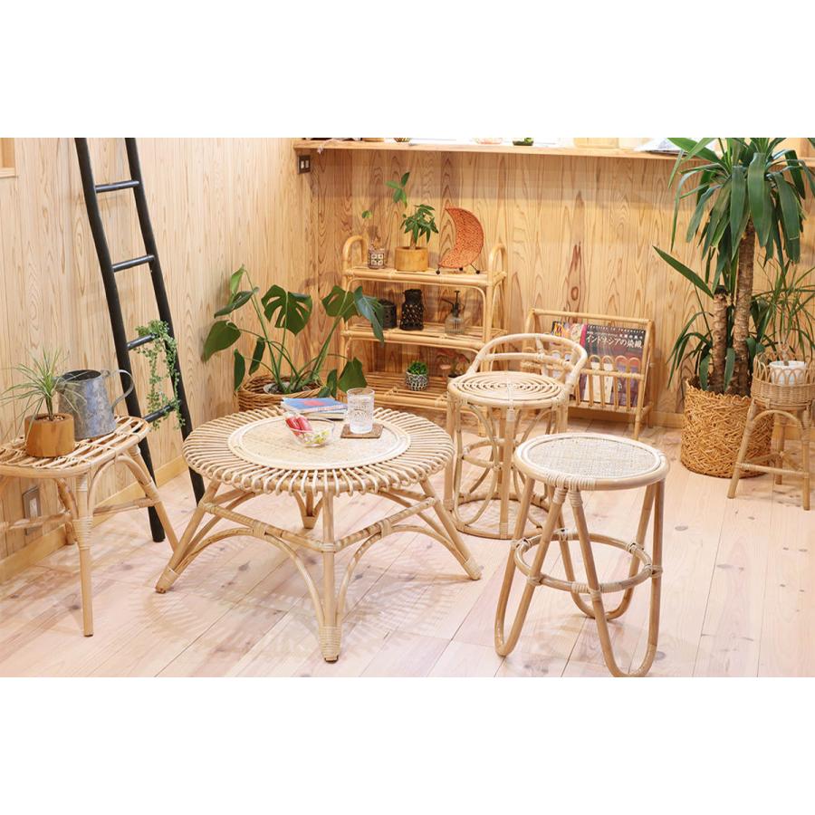 ミニベンチスツール ラタン 高さ41cm 天然素材 （ 籐 スツール ベンチ