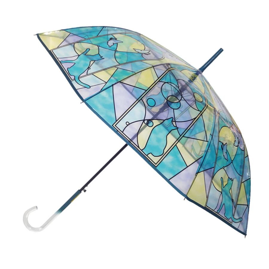 傘 ステンドグラス 猫と蝶 レディース （ カサ 透明傘 雨傘 長傘