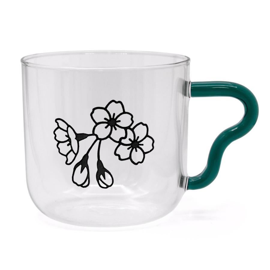 Arabia pioni　ガラスマグカップ マグカップ 400ml ボタニカル 耐熱ガラス （ 食洗器対応 カップ ティー