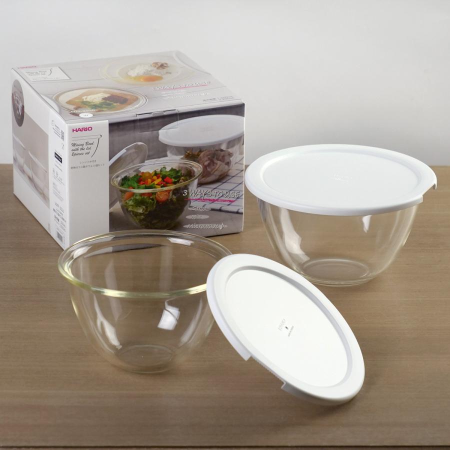 HARIO（ハリオ） 耐熱ガラス製ボウル 2個セット 電子レンジ対応 食洗機