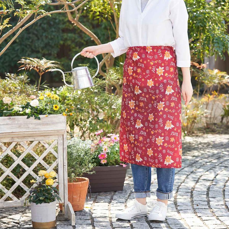 サンコー エプロン 花柄 らくらくワンタッチエプロン 小花 サンコー エプロン 花柄 らくらくワンタッチエプロン 小花