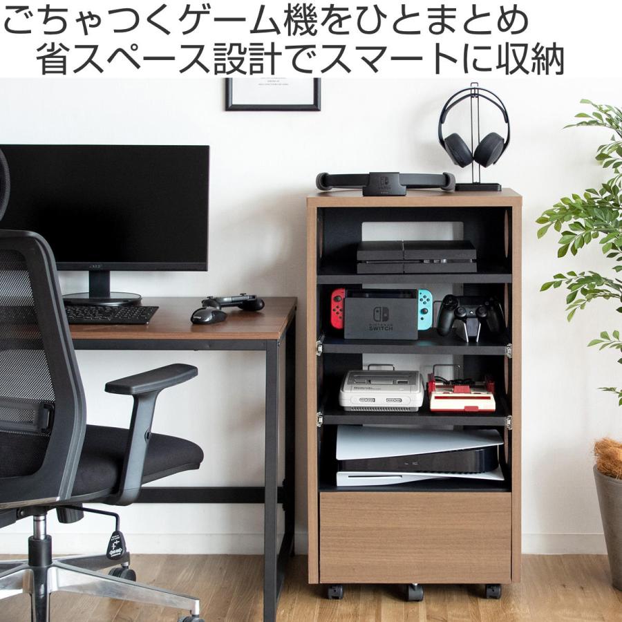 宮武製作所 ゲーム機ラック 横置き スライド棚 キャスター付 宮武製作所 ゲーム機ラック 横置き スライド棚 キャスター付
