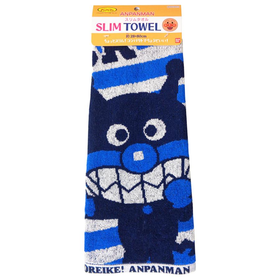 スポーツタオル スリムタオル ばいきんまん だだんだん 28×80cm スポーツタオル スリムタオル ばいきんまん だだんだん 28×80cm