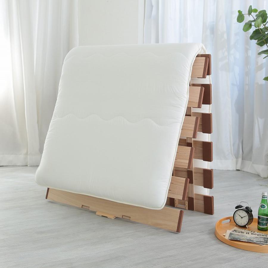 すのこベッド 2つ折れ式 セミダブル 薄型軽量 天然木 （ スノコ