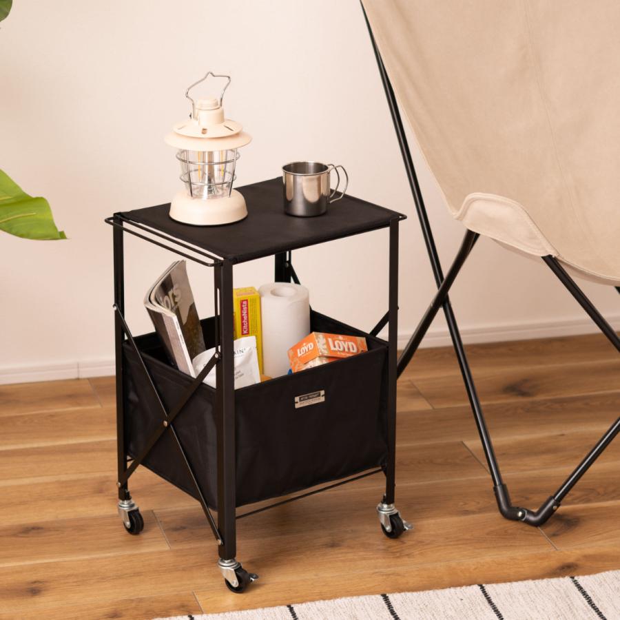 テーブルワゴン キャスター付き 折りたたみ式 グリーン MIP-71 N01