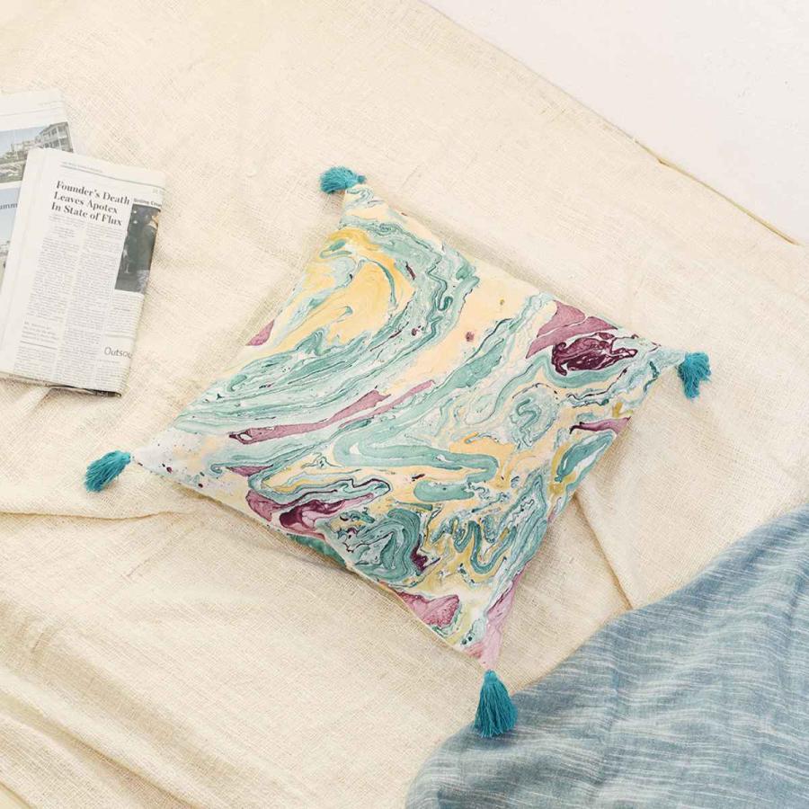 クッションカバー 45×45cm マーブル柄 ハンドメイド 一点物 綿100