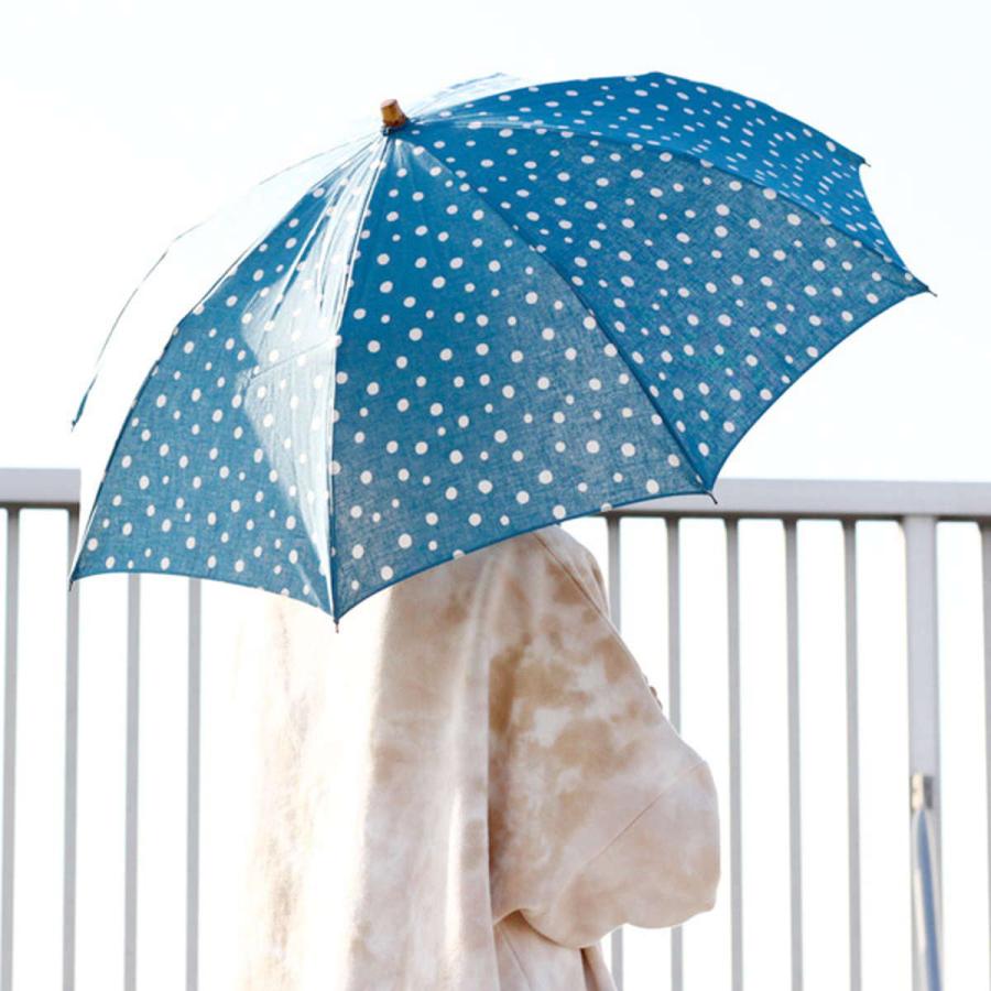 SUR MER（シュールメール） 日傘 綿麻シーチング水玉 折りたたみ