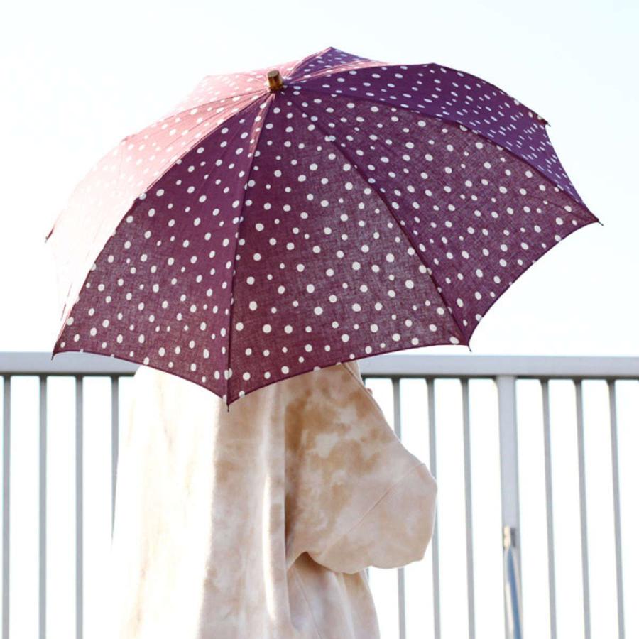 日傘 SUR MER 綿麻シーチング水玉 折りたたみ パープル （ sur mer シュルメール 折りたたみ傘 傘 かさ レディース 綿 麻 水玉 UVカット おしゃれ 日本製 アンブレラ 紫外線カット 紫外線防止 コットン リネン 紫 天然木 手動開閉 ） SUR MER（シュールメール） 日傘 綿麻シーチング水玉 折りたたみ