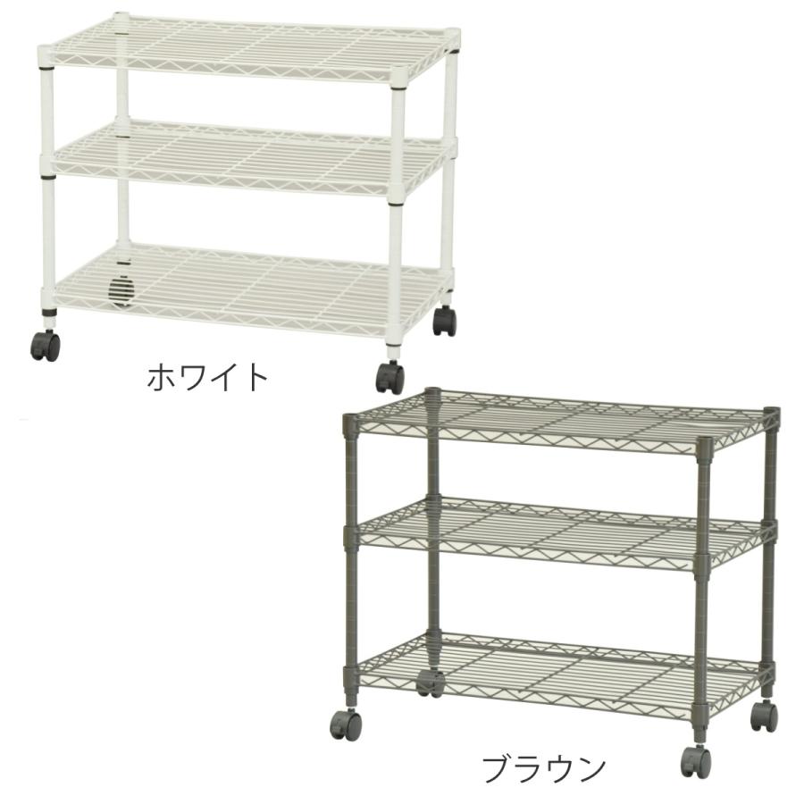 エイ・アイ・エス スチールラック 3段 ロータイプ キャスター付 幅60cm