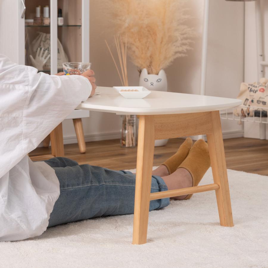 東谷 折りたたみ テーブル 幅90cm 棚付き 天然木 （ ローテーブル