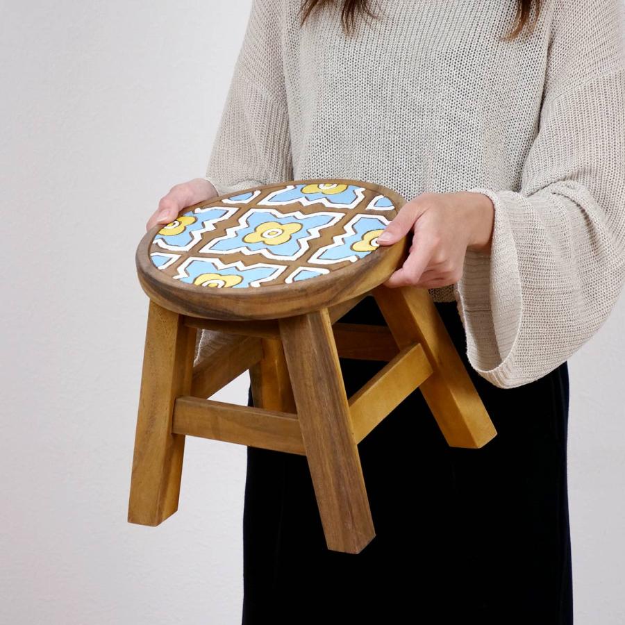 スツール 座面高25〜26cm パターン 天然木 （ 丸 ウッドスツール