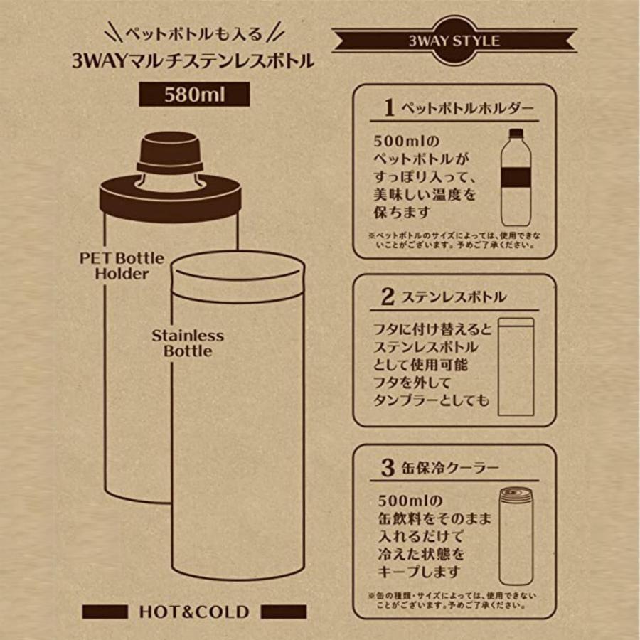 東亜金属 水筒 580ml マルチステンレスボトル mofusand （ 直飲み 保温