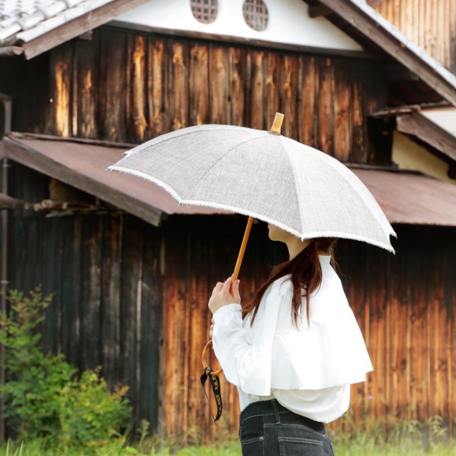 日傘 SURMER 長傘 クラシックリネン 千鳥柄 日本製 （ sur mer シュールメール 晴雨兼用 傘 かさ レディース 麻 綿 おしゃれ ）｜livingut｜13