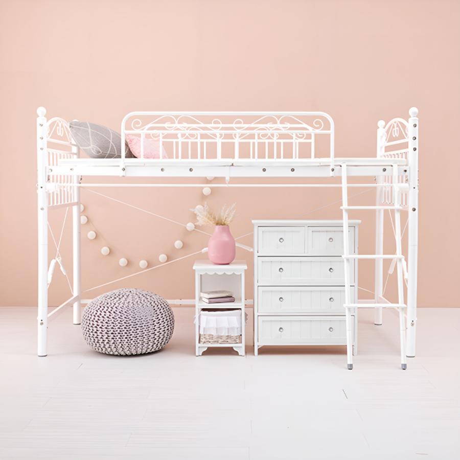 HAGiHARA（萩原） ロフトベッド シングル ロータイプ 姫系 収納 2WAY