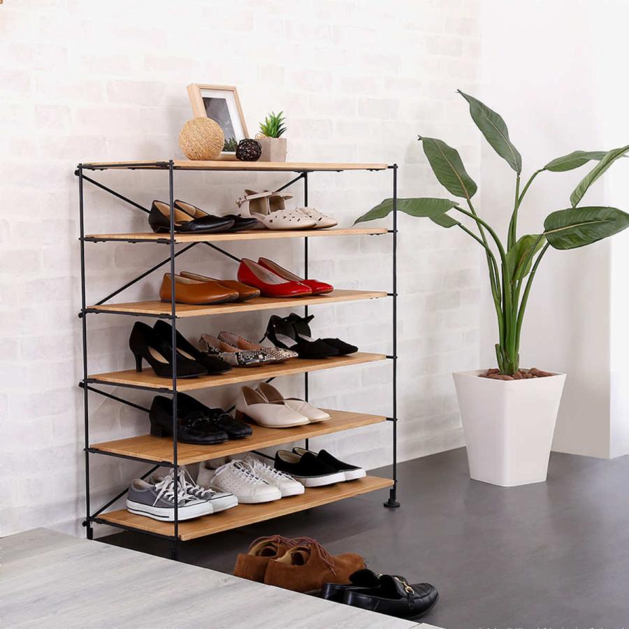 オープンシューズボックス3から6段、キッチンやリビングの収納棚 楽天市場】シューズラック 6段 木製 オープンラック 幅45cm