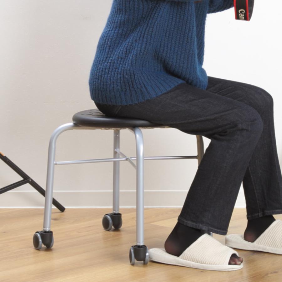 ルネセイコウ スツール 丸 キャスター 耐荷重100kg 座面高42cm （ 作業