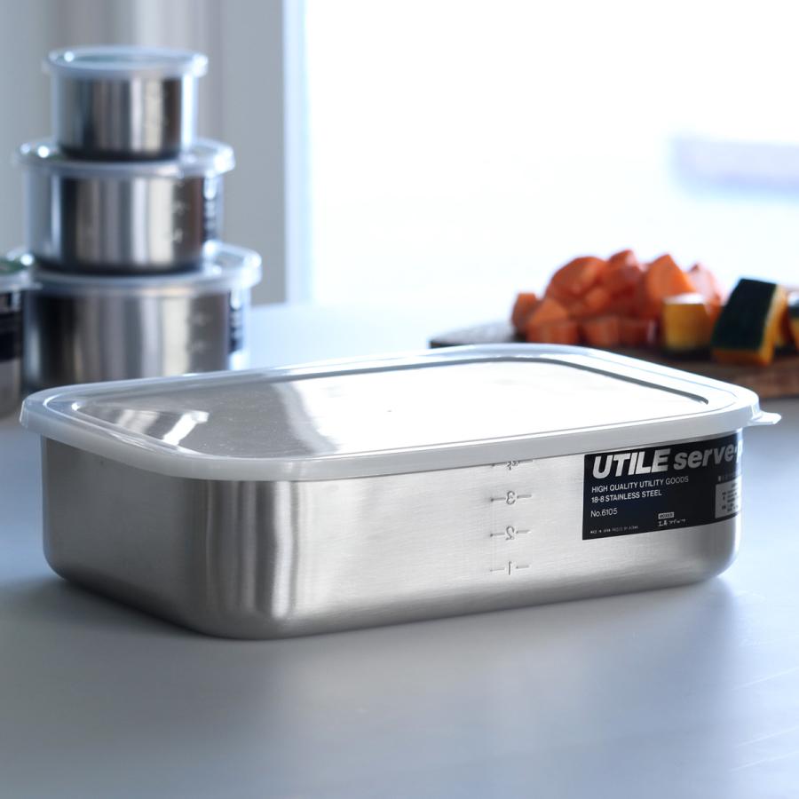 工房アイザワ 保存容器 3.2L UTILE 目盛付大型角長容器浅型 M