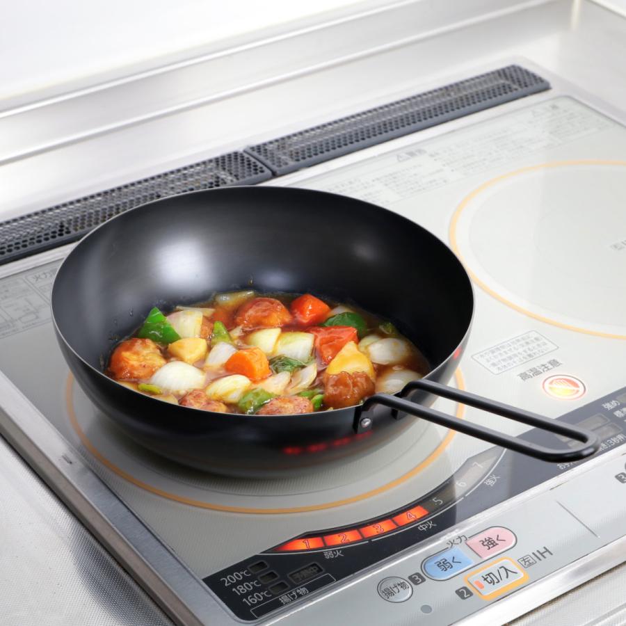 鍋、フライパン　IH対応　未使用 工房アイザワ ブラックピーマン いため鍋 24cm （ aizawa 鉄 日本製 IH