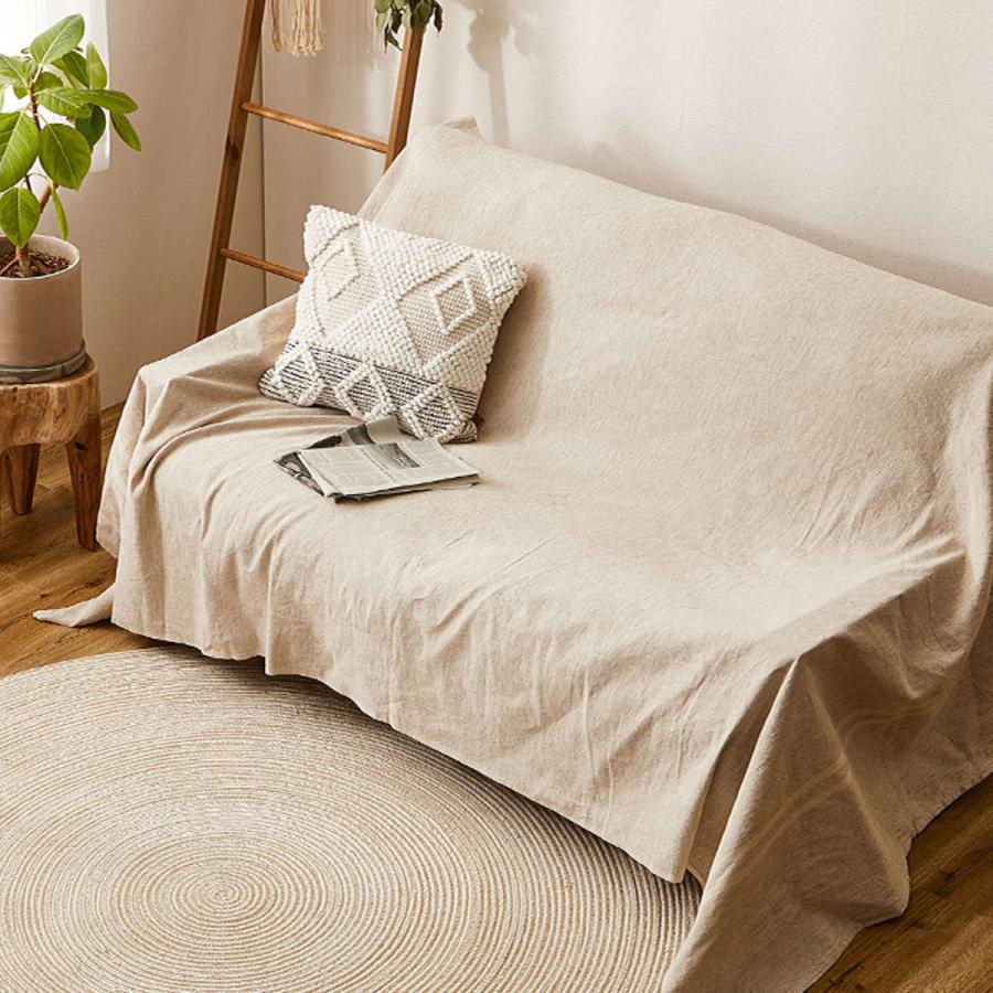 マルチカバー リューココリーネ 150×260cm コットンリネン 巾着バック