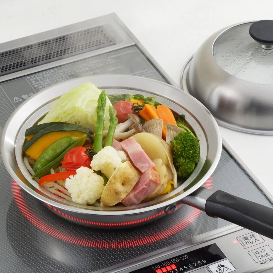 ヨシカワ フライパン用蒸し器 20〜22cm用 ガラス蓋付き 日本製