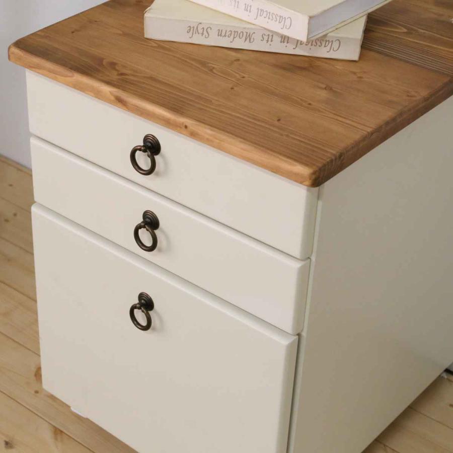 デスクワゴン 高さ57cm 天然木 カントリー調 （ ワゴン サイドチェスト