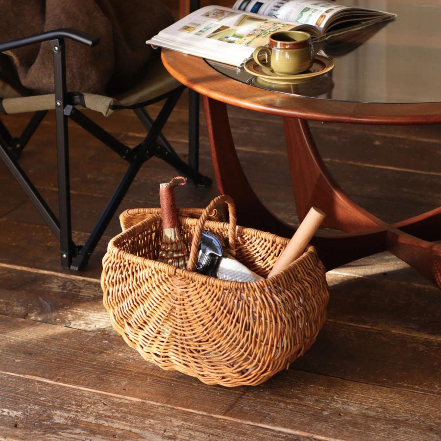 アジアン家具 天然素材バスケット 木製ハンドル