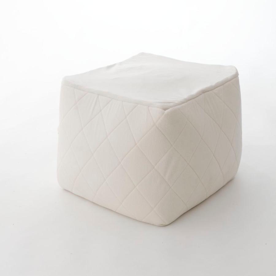 ホワイト ビーズクッション 合成皮革 キルティング