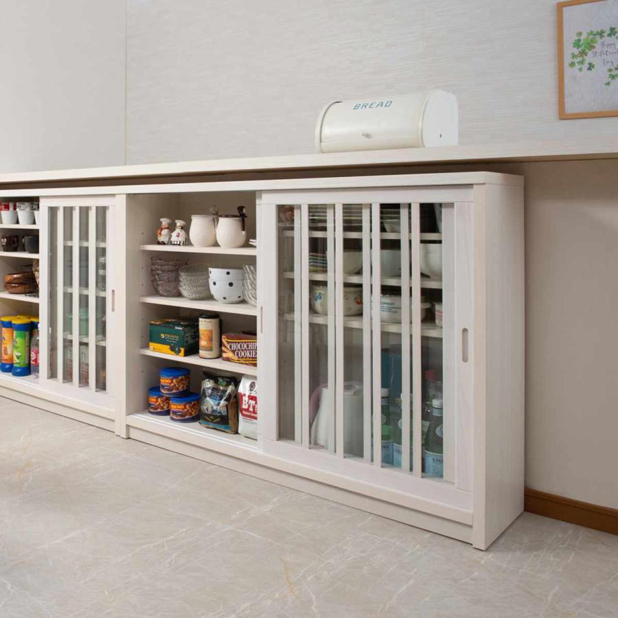収納物の見やすい ガラス戸カウンター下収納② 収納物の見やすい ガラス戸カウンター下収納庫 引き戸・幅90cm
