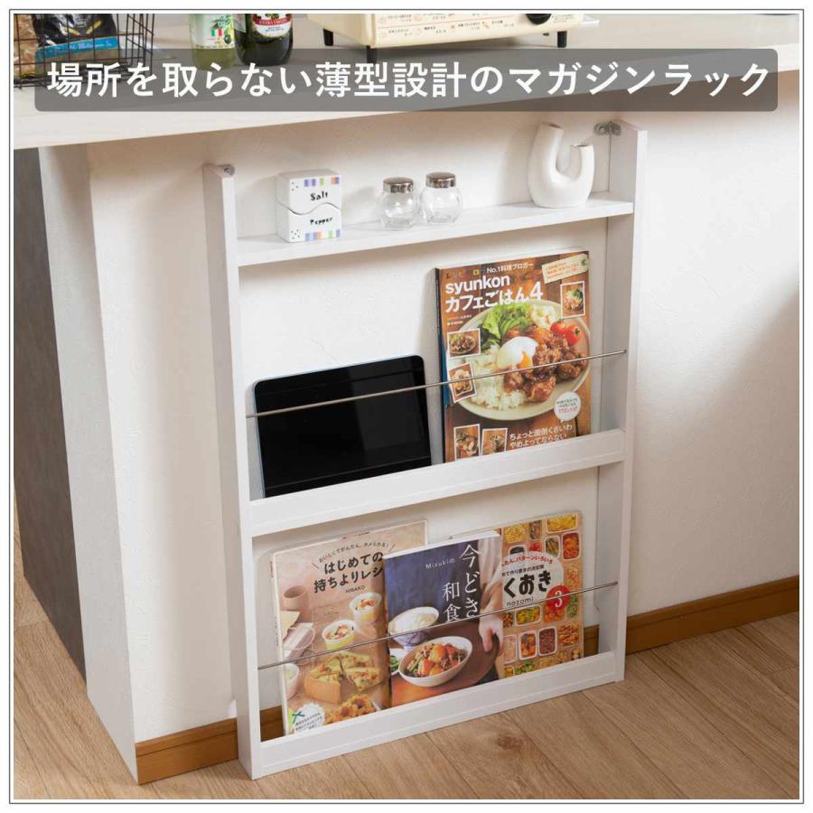 マガジンラック 幅60cm 2段 薄型 （ 本棚 雑誌収納 ブックスタンド