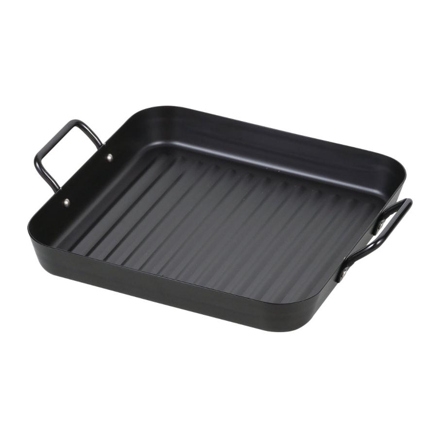 パール金属 角型プレート 25×25cm 波型 IH対応 鉄製 （ ガス火対応