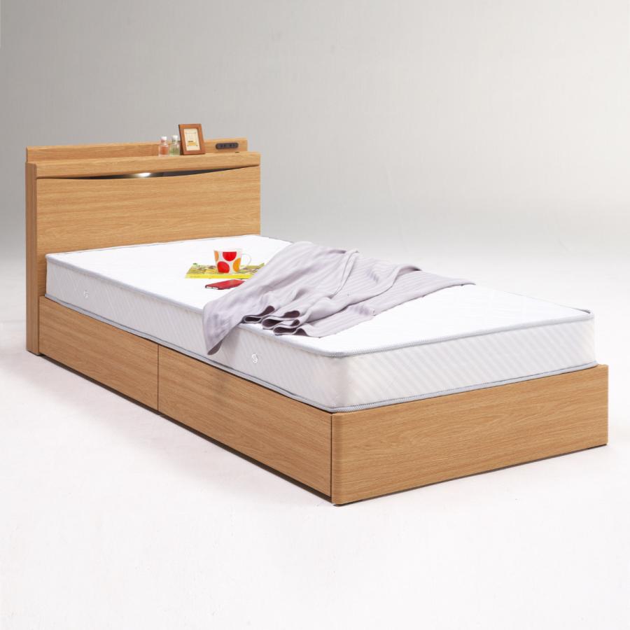 ベッド シングル レノ 引出し2杯 2口コンセント 宮棚付 （ 開梱設置