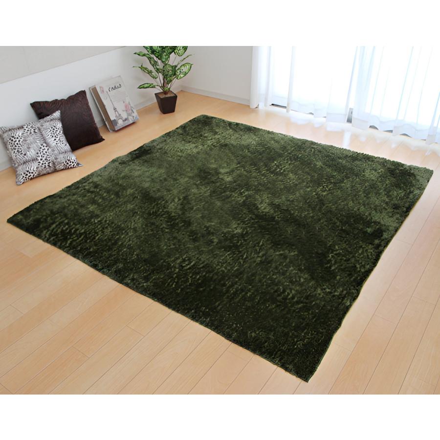 イケヒコ ラグ カーペット シャギー調 2畳 無地 ラルジュ 約185×185cm