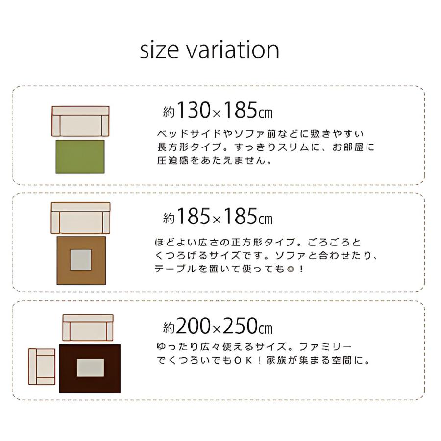 ラグ 洗える シェニール織 無地 モデルノ 約200×250cm 滑り止め付き （ カーペット 絨毯 マット ラグマット 長方形 シェニール織り 薄型 軽量 コンパクト ）｜livingut｜12