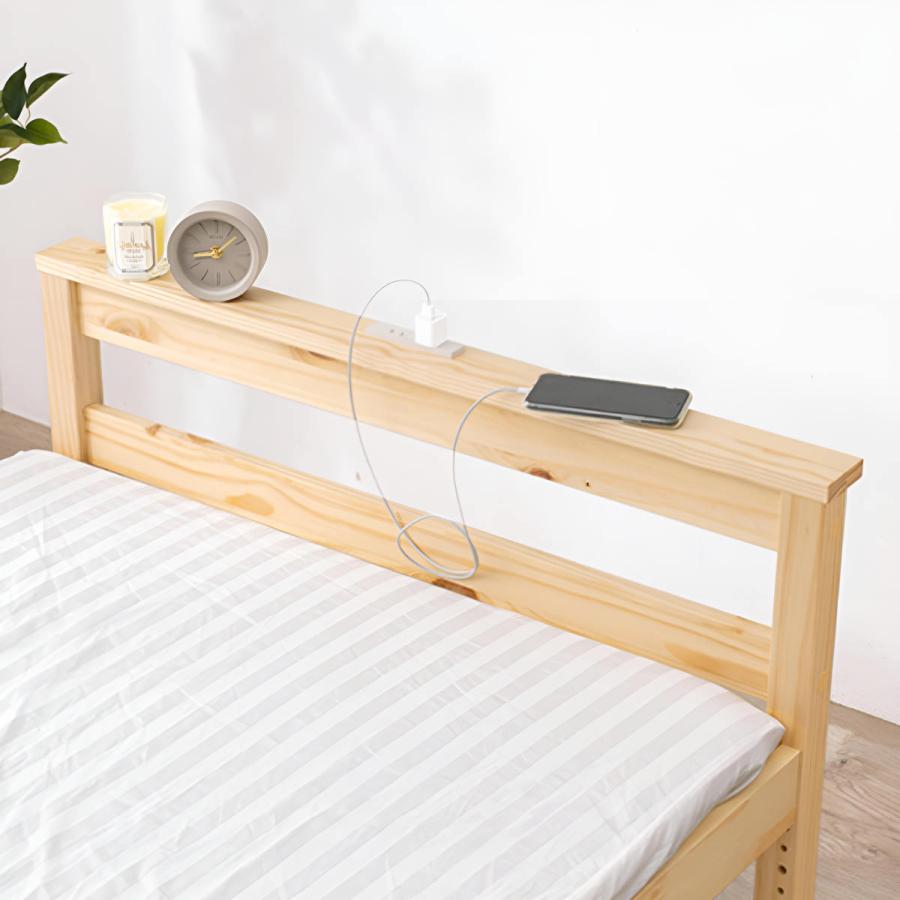 HAGiHARA（萩原） シングルベッド すのこ 2口コンセント 宮棚付 高さ