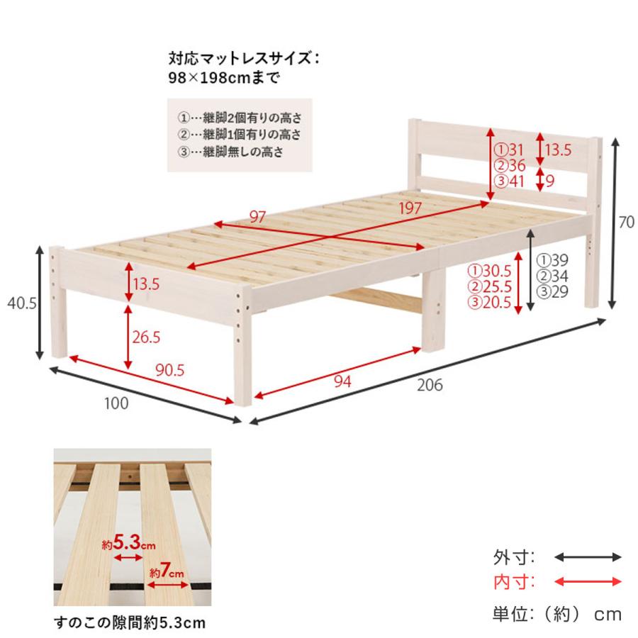 HAGiHARA（萩原） シングルベッド 4つ折りマットレスセット すのこ 高