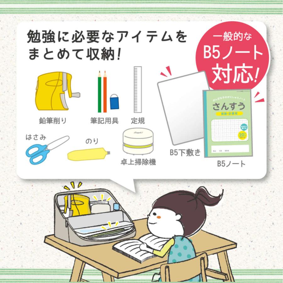 収納 リビガク バッグ ぐるっと開くバッグ 子供 学習 勉強 （ 勉強バッグ 文具収納 文房具 整理 リビング学習 小学生 子ども キッズ 便利 収納用品 ソニック ）｜livingut｜10