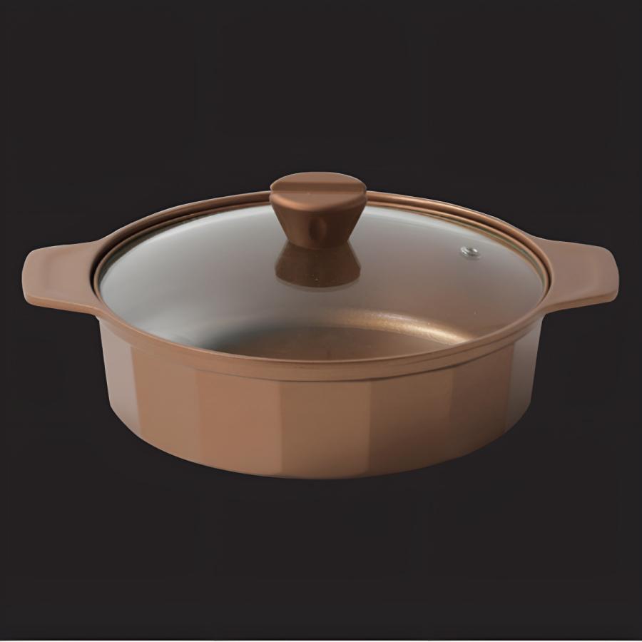 マルキュー ゴールド鍋 中型 蓋付き VISIONS GOLD Coating IH対応 卓上鍋 26cm （ ビジョン 鍋 ガス火対応