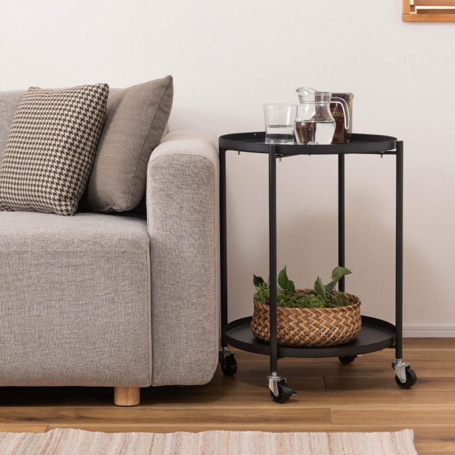 東谷 サイドテーブル キャスター 丸 収納 持ち運び簡単 高さ59cm