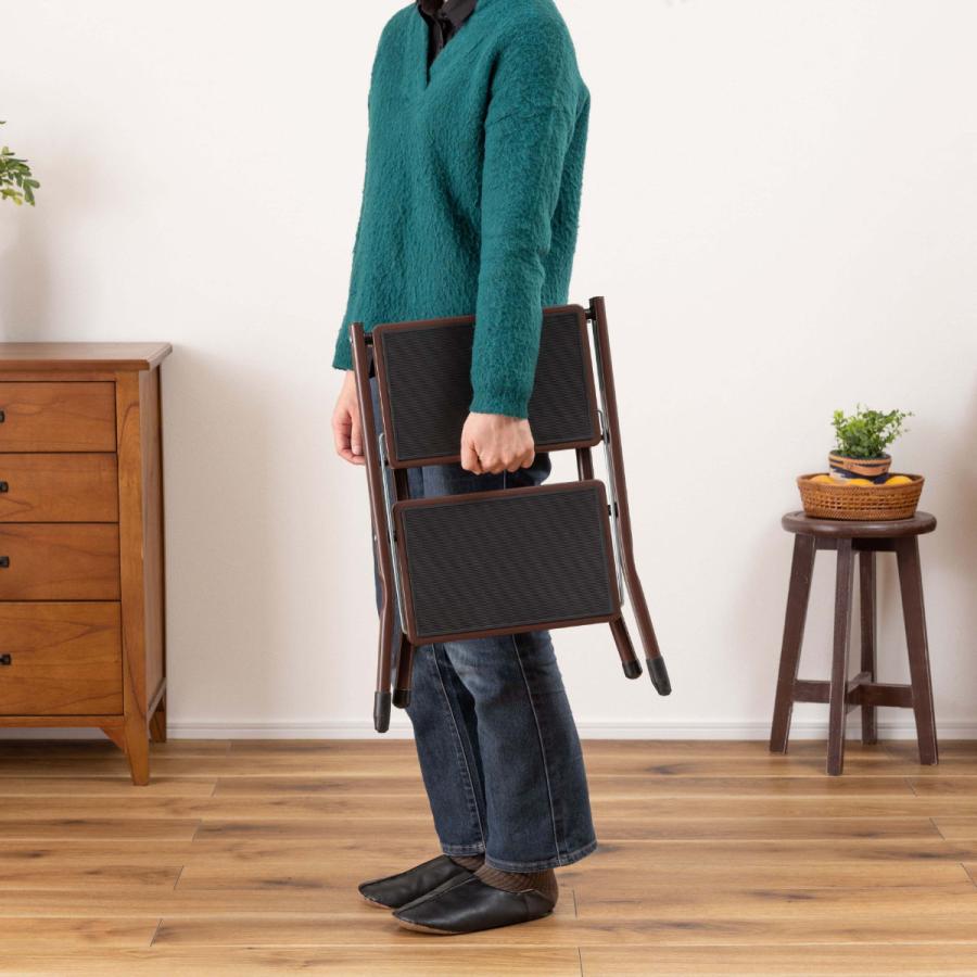 【アンティーク】アイアン スチール 折り畳み 踏み台 2段 ステップ台 古道具 東谷 踏み台 ステップ台 2段 折りたたみ （ 脚立 ステップ スツール