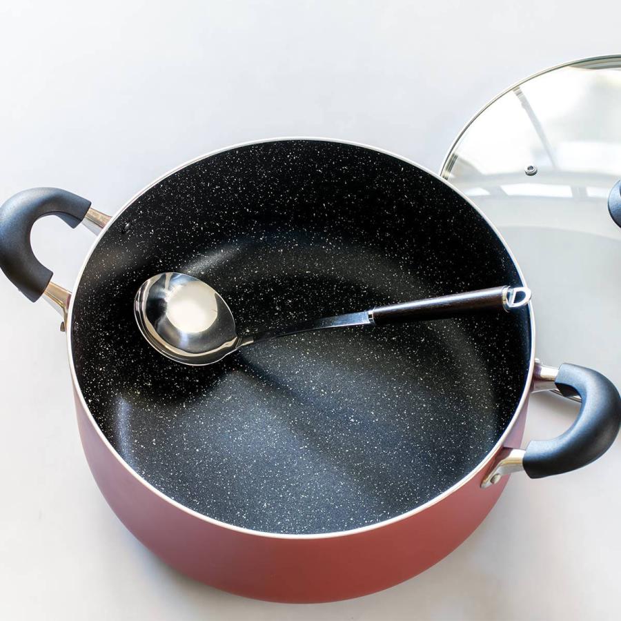 両手鍋 32cm IH対応 マーブル 大きな鍋 （ ガス火対応 鍋 両手なべ