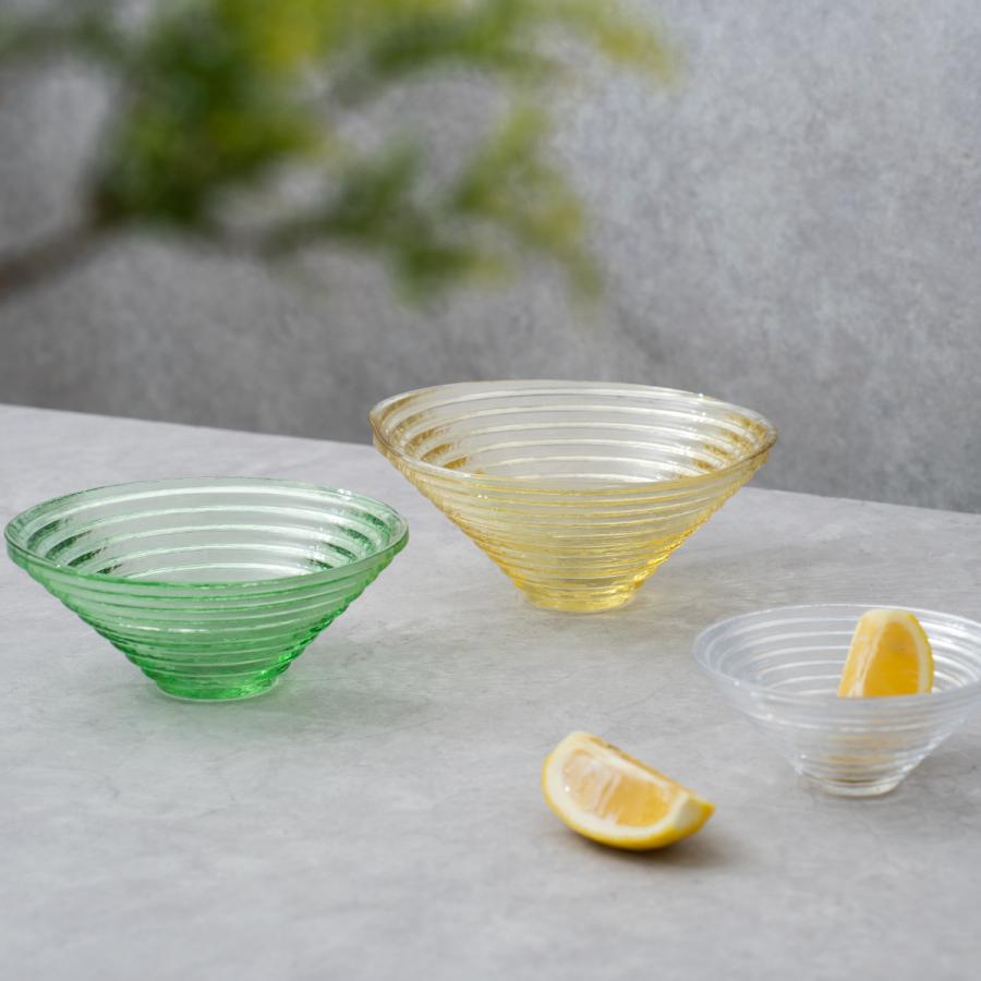 ☆ガラス鉢 デザート サラダボウル ピンク 青 緑 黄色 4個セット レトロ☆