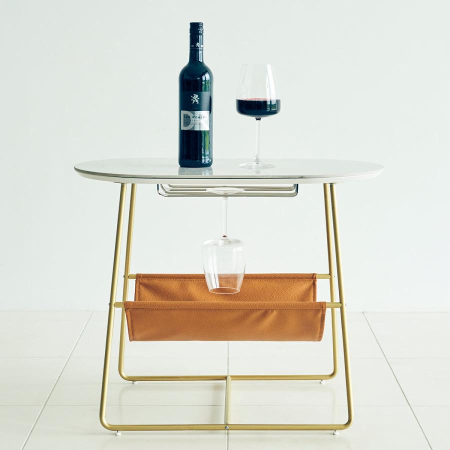 GART（ガルト） サイドテーブル 丸 収納 大理石調 高さ53cm （ ワイン