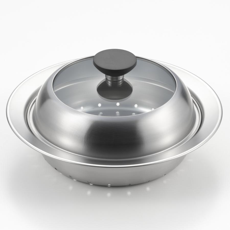 ヨシカワ お鍋用蒸し器 18〜20cm用 ガラス蓋付き 日本製 （ 蒸し器
