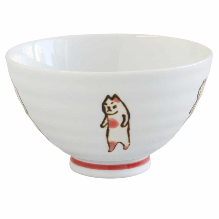 藍花 飯碗 11.5cm たち猫 磁器 波佐見焼 （ 食洗機対応 電子レンジ対応